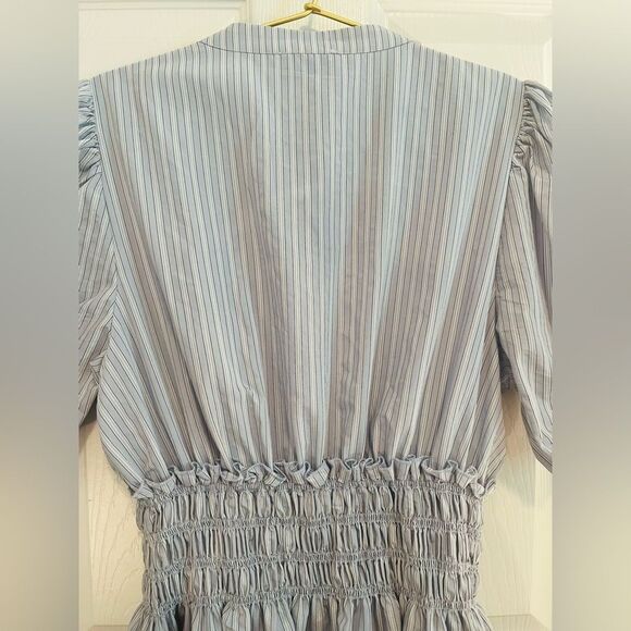 Sundays Blue Smocked Mandarin Collar Dress - Picture 5 of 10